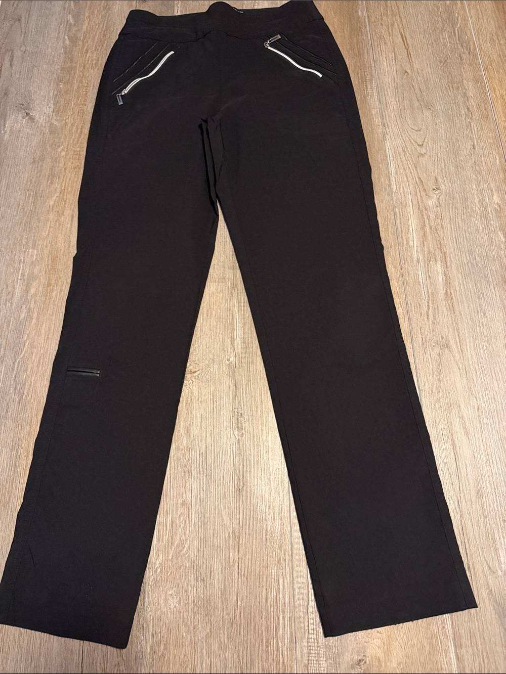 jamie sadock Black Straight-Leg Pants with Contrast Zippers